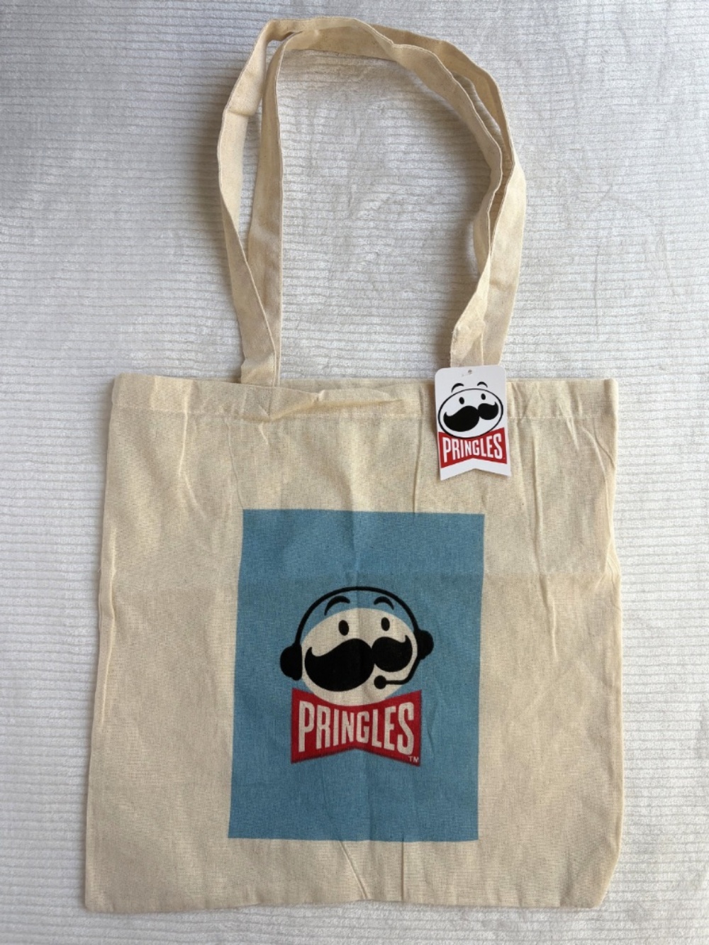 Pringles UK Sports Announcer Tote Bag NWT Natural Cream Blue Logo Official New